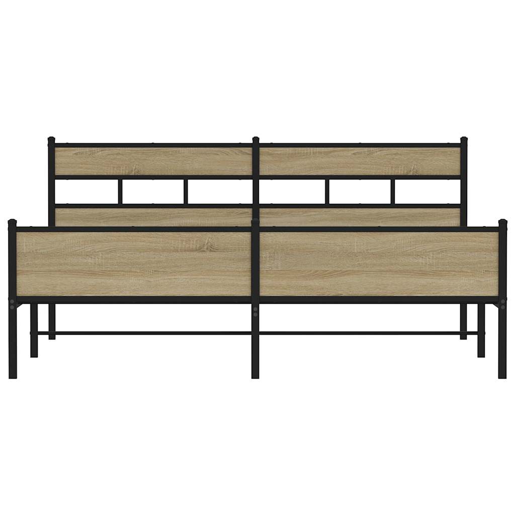 vidaXL Metal Bed Frame without Mattress Sonoma Oak 180x200 cm Super King