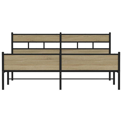 vidaXL Metal Bed Frame without Mattress Sonoma Oak 180x200 cm Super King