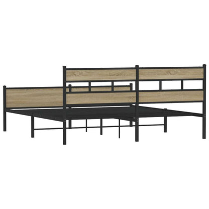 vidaXL Metal Bed Frame without Mattress Sonoma Oak 180x200 cm Super King