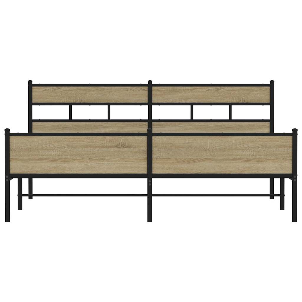 vidaXL Metal Bed Frame without Mattress Sonoma Oak 183x213 cm
