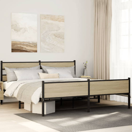 vidaXL Metal Bed Frame without Mattress Sonoma Oak 183x213 cm