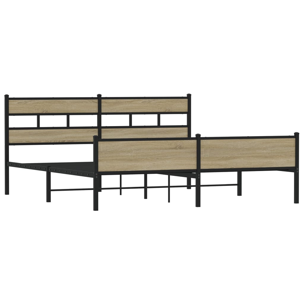 vidaXL Metal Bed Frame without Mattress Sonoma Oak 193x203 cm