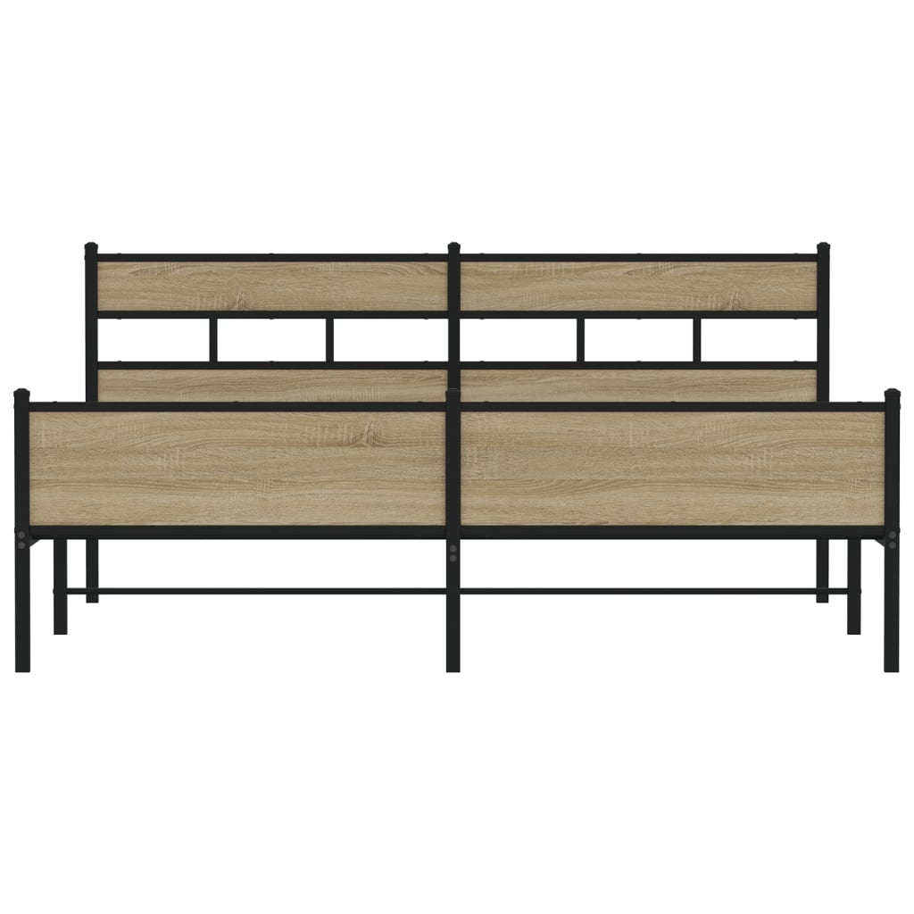 vidaXL Metal Bed Frame without Mattress Sonoma Oak 193x203 cm