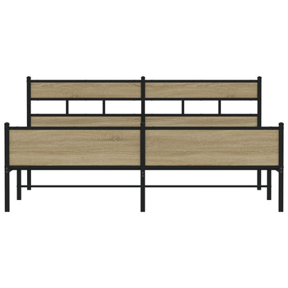 vidaXL Metal Bed Frame without Mattress Sonoma Oak 193x203 cm