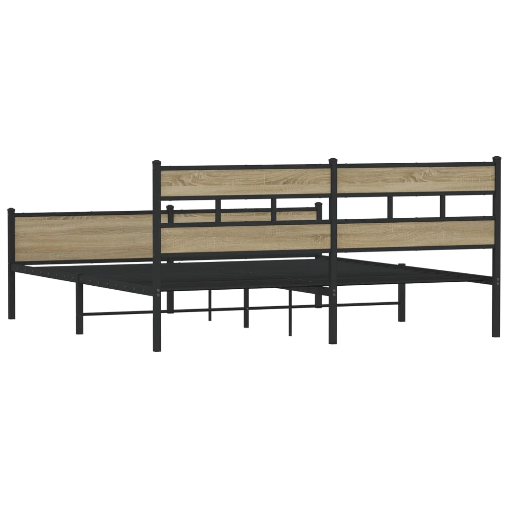 vidaXL Metal Bed Frame without Mattress Sonoma Oak 193x203 cm