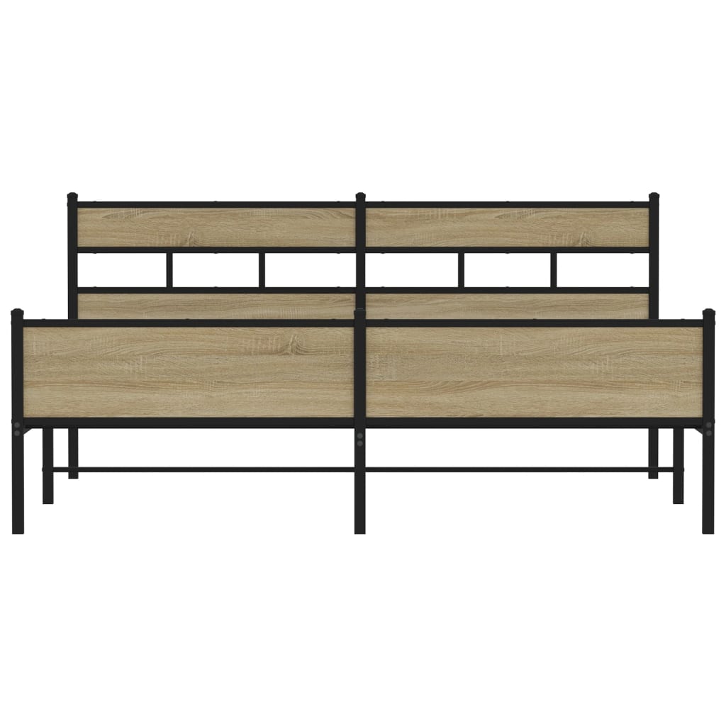 vidaXL Metal Bed Frame without Mattress Sonoma Oak 200x200 cm