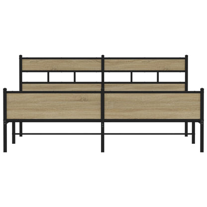 vidaXL Metal Bed Frame without Mattress Sonoma Oak 200x200 cm