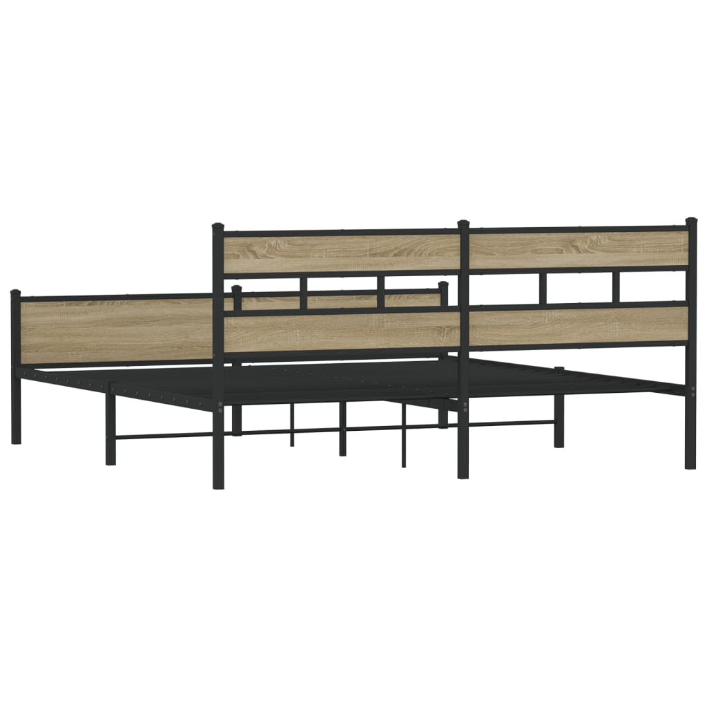 vidaXL Metal Bed Frame without Mattress Sonoma Oak 200x200 cm