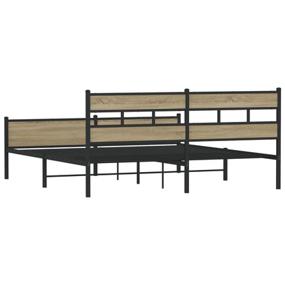 vidaXL Metal Bed Frame without Mattress Sonoma Oak 200x200 cm
