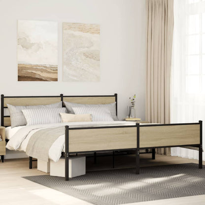 vidaXL Metal Bed Frame without Mattress Sonoma Oak 200x200 cm