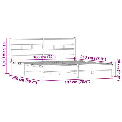 vidaXL Metal Bed Frame without Mattress Brown Oak 183x213 cm