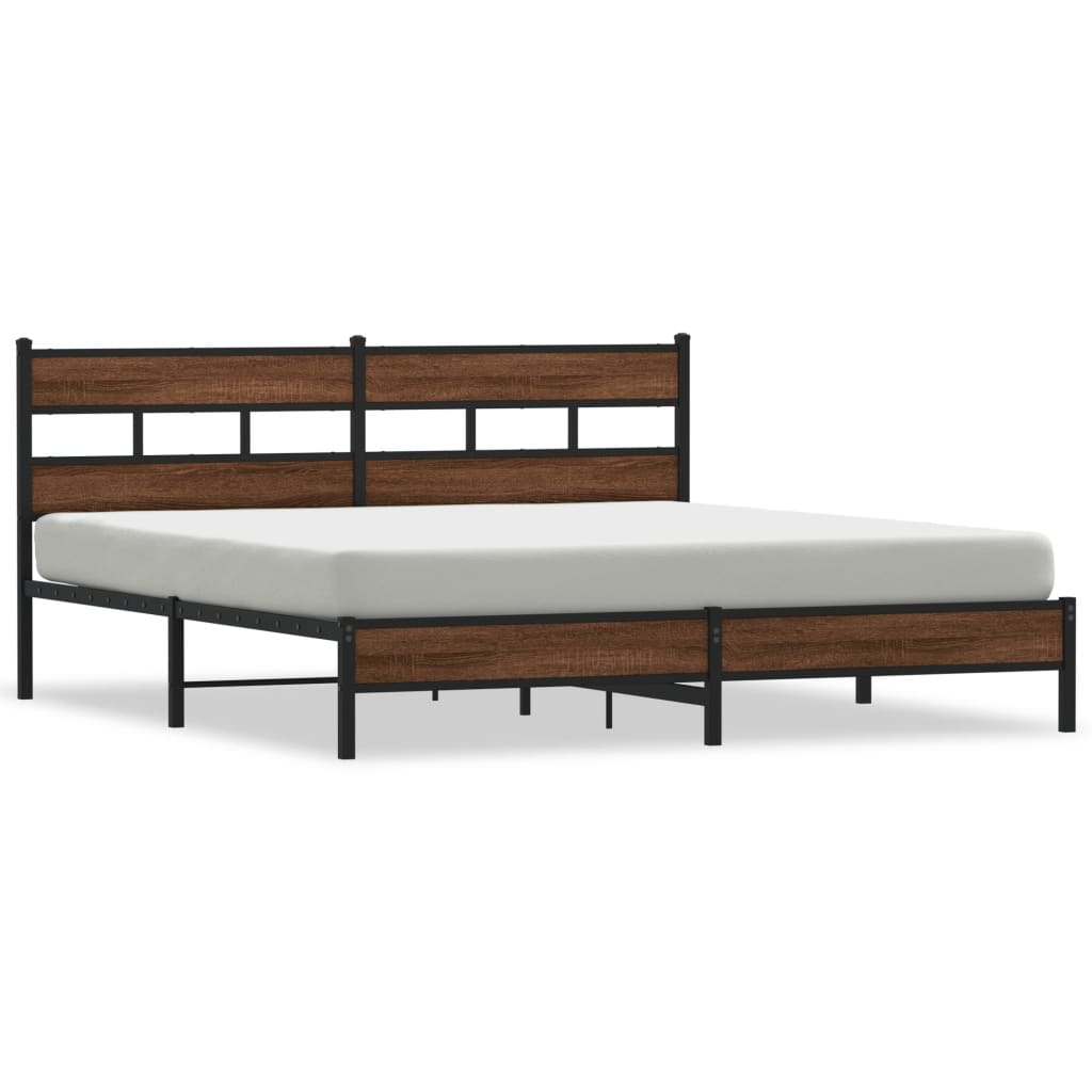 vidaXL Metal Bed Frame without Mattress Brown Oak 200x200 cm