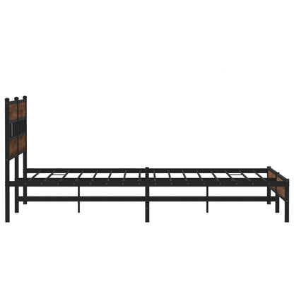vidaXL Metal Bed Frame without Mattress Brown Oak 200x200 cm