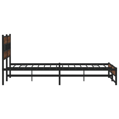 vidaXL Metal Bed Frame without Mattress Brown Oak 180x200 cm Super King
