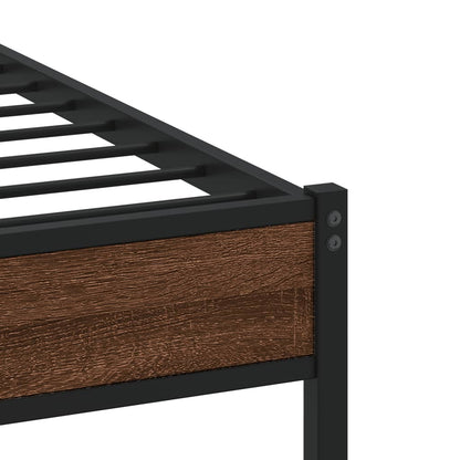 vidaXL Metal Bed Frame without Mattress Brown Oak 180x200 cm Super King