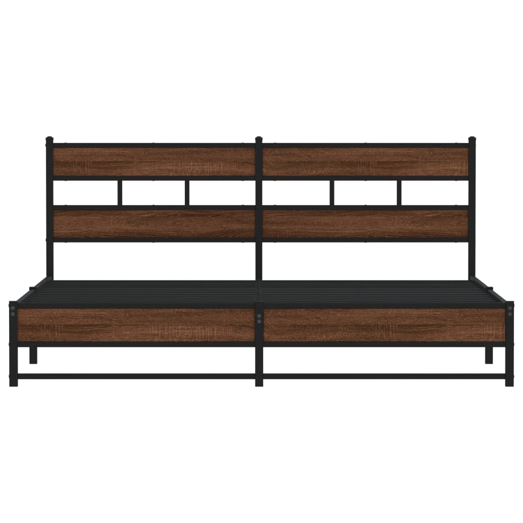 vidaXL Metal Bed Frame without Mattress Brown Oak 193x203 cm