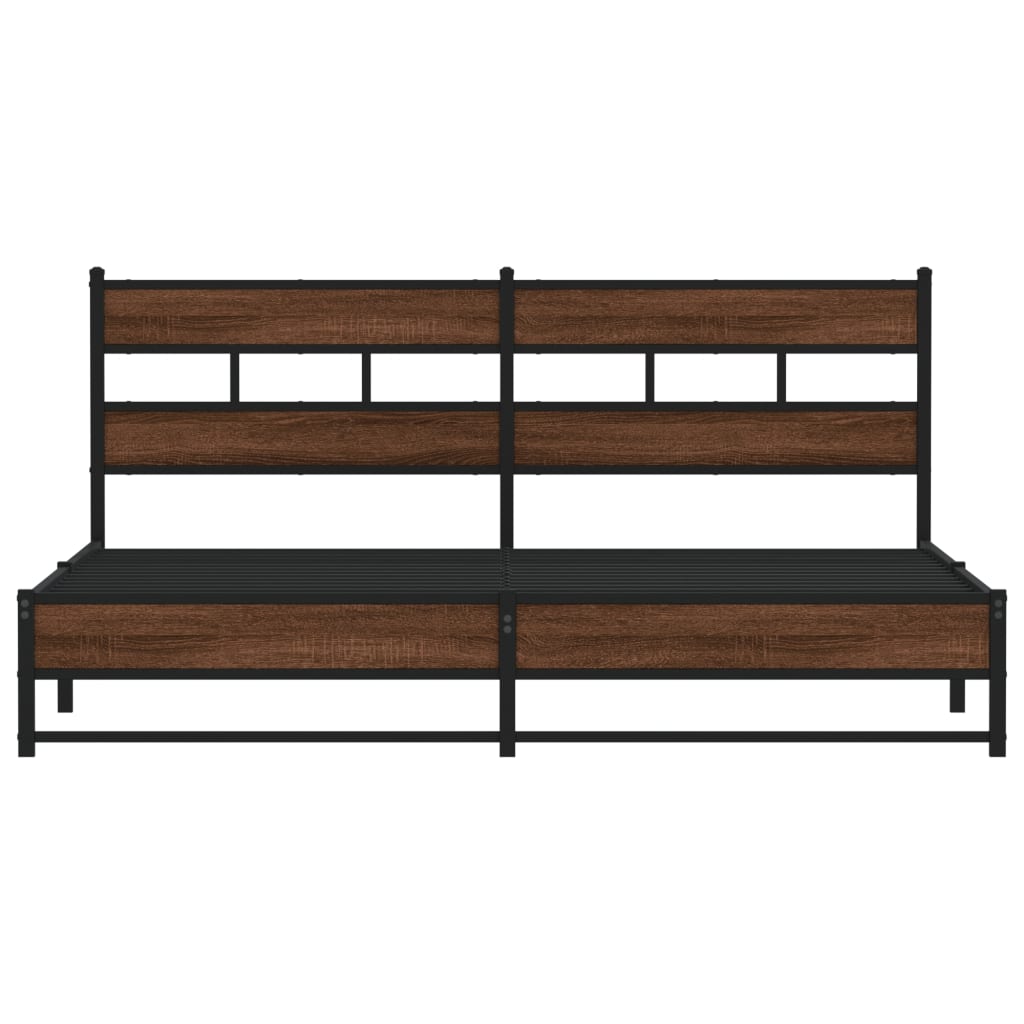 vidaXL Metal Bed Frame without Mattress Brown Oak 200x200 cm