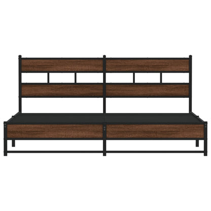 vidaXL Metal Bed Frame without Mattress Brown Oak 200x200 cm