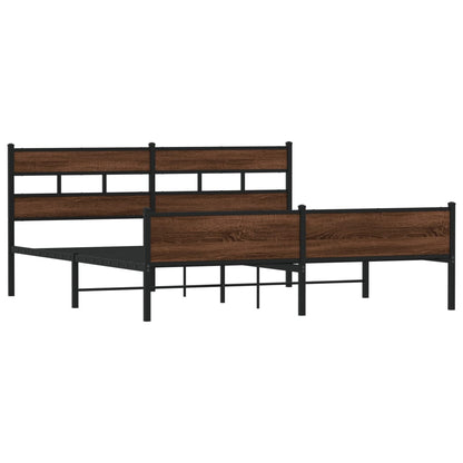vidaXL Metal Bed Frame without Mattress Brown Oak 183x213 cm