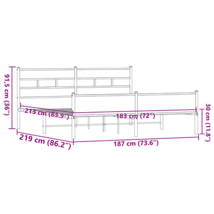vidaXL Metal Bed Frame without Mattress Brown Oak 183x213 cm