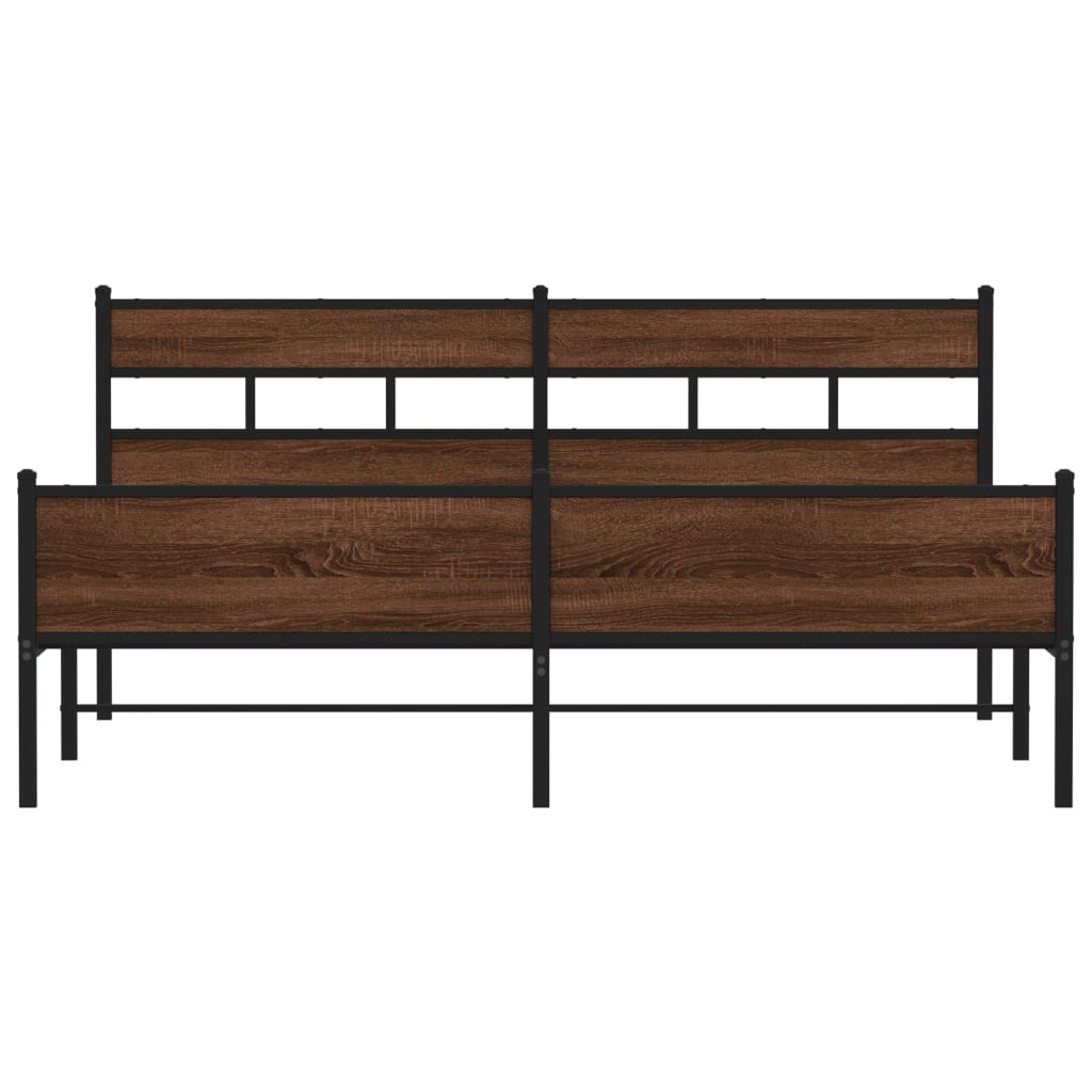 vidaXL Metal Bed Frame without Mattress Brown Oak 193x203 cm