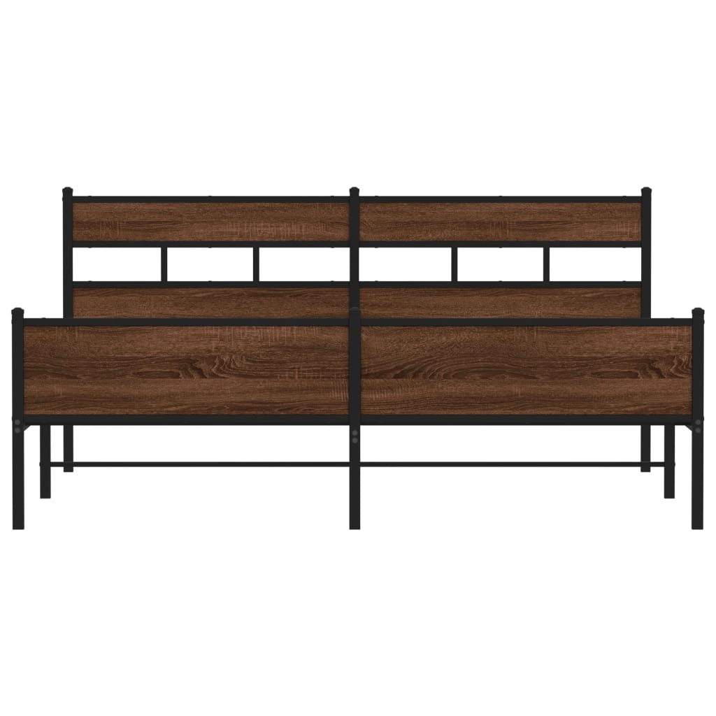vidaXL Metal Bed Frame without Mattress Brown Oak 200x200 cm