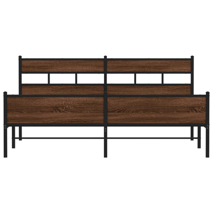 vidaXL Metal Bed Frame without Mattress Brown Oak 200x200 cm