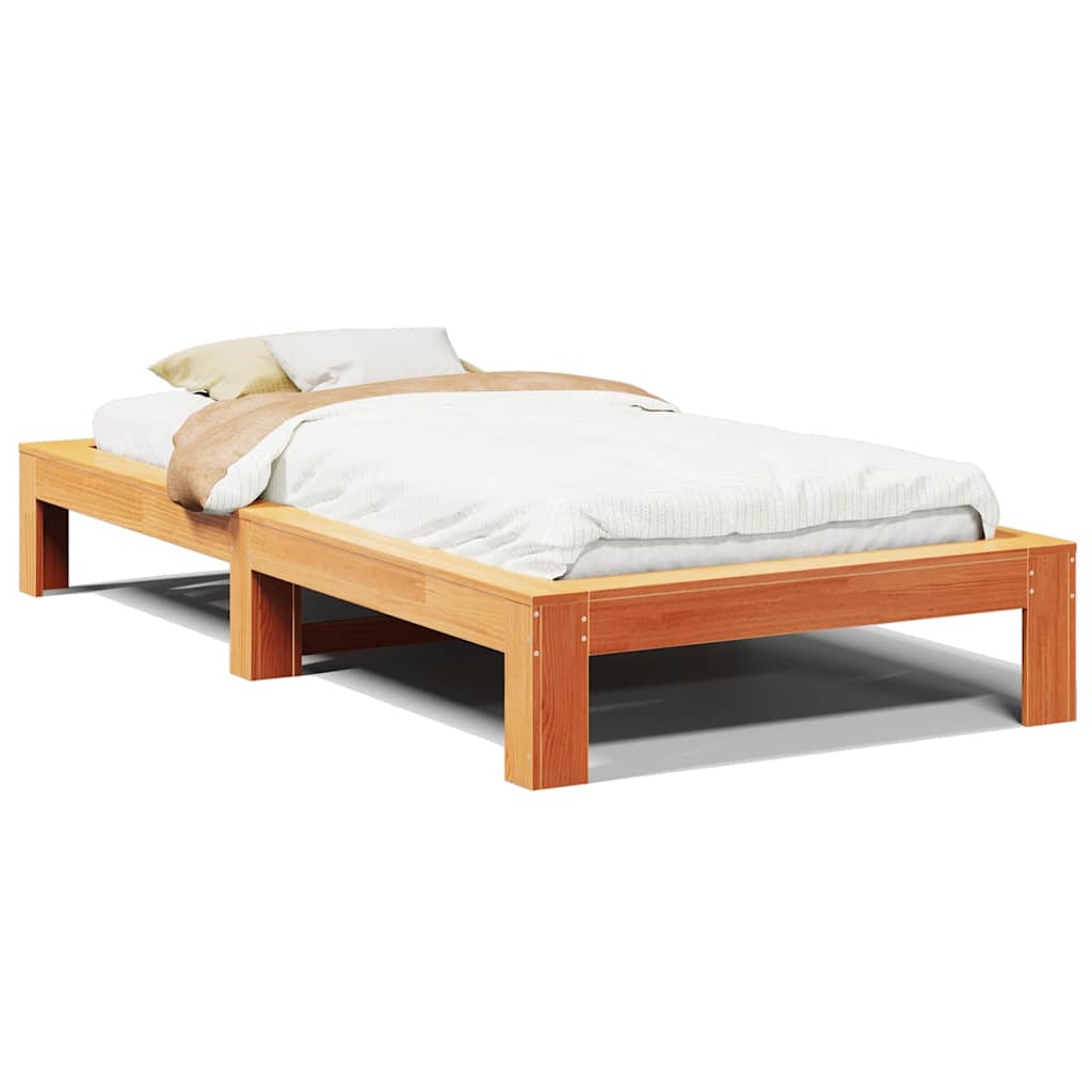 vidaXL Bed Frame | Wax Brown | Solid Pine Wood, Plywood | Single | Bed Frame