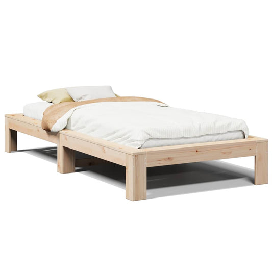 vidaXL Bed Frame | Natural Wood | Solid Pine Wood | Single | Bed Frame
