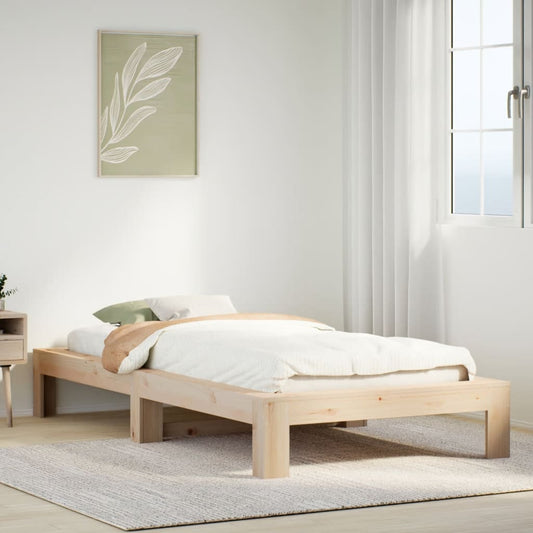 vidaXL Bed Frame | Natural Wood | Solid Pine Wood | Single | Stylish
