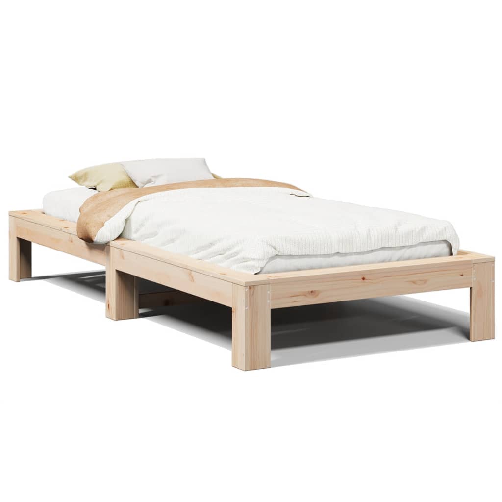 vidaXL Bed Frame | Natural Wood | Solid Pine Wood | Small Single | Bed Frame