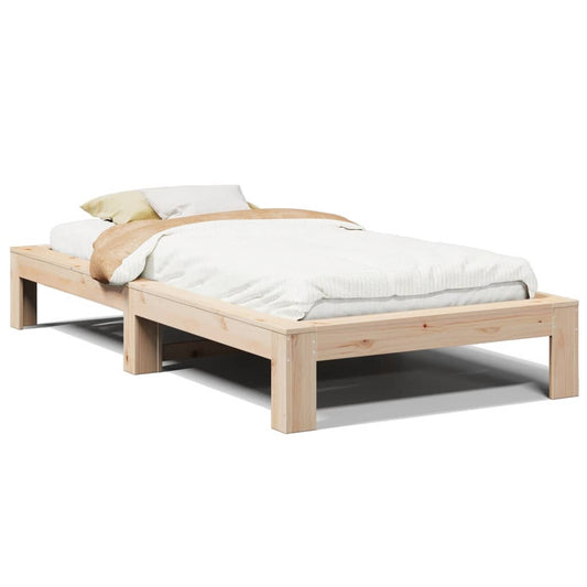 vidaXL Bed Frame | Natural Wood | Solid Pine Wood | Small Single | Bed Frame