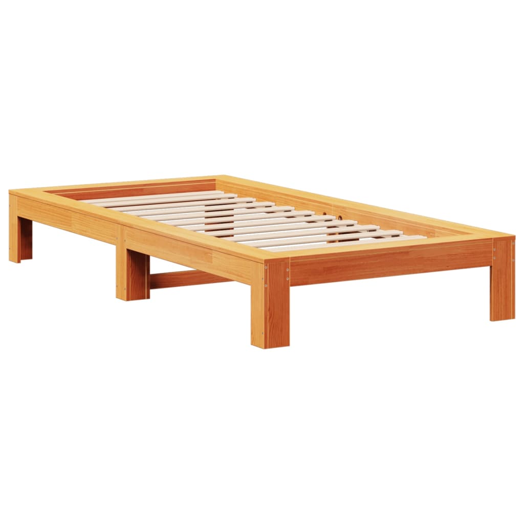 vidaXL Bed Frame | Wax brown | Solid pine wood, Plywood | Small Single | Modern