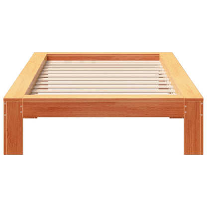 vidaXL Bed Frame | Wax brown | Solid pine wood, Plywood | Small Single | Modern