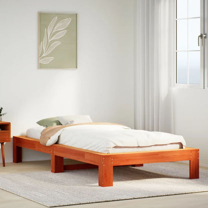 vidaXL Bed Frame | Wax brown | Solid pine wood, Plywood | Small Single | Modern