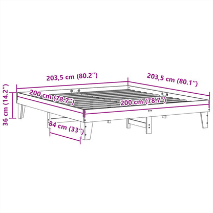 vidaXL Bed Frame without Mattress White 200x200 cm Solid Wood Pine