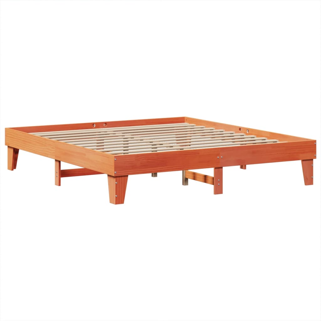 vidaXL Bed Frame without Mattress Wax Brown 200x200 cm Solid Wood Pine