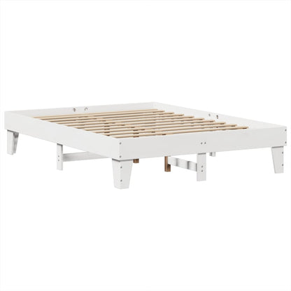 vidaXL Bed Frame without Mattress White 150x200 cm King Size Solid Wood Pine