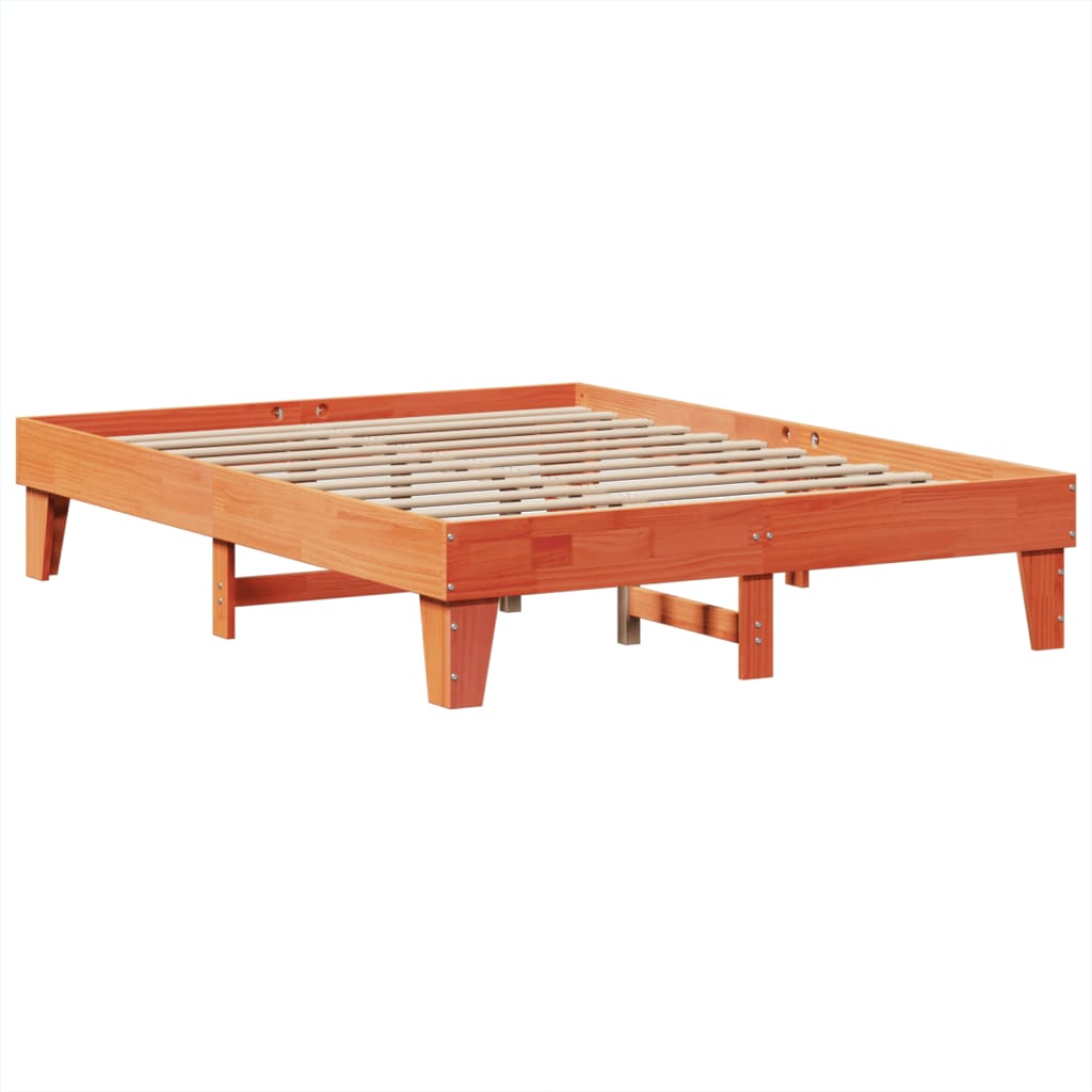 vidaXL Bed Frame without Mattress Wax Brown 150x200 cm King Size Solid Wood Pine