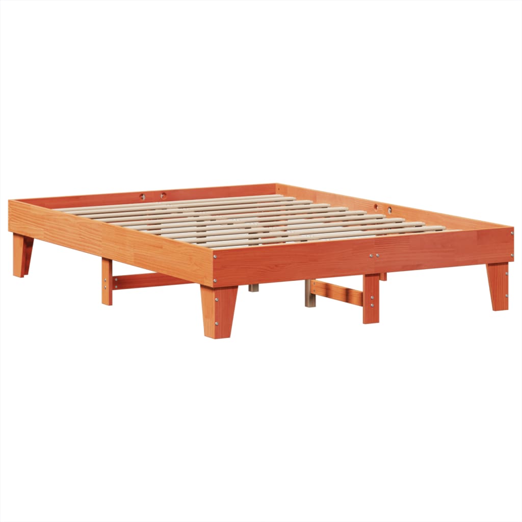 vidaXL Bed Frame without Mattress Wax Brown 150x200 cm King Size Solid Wood Pine