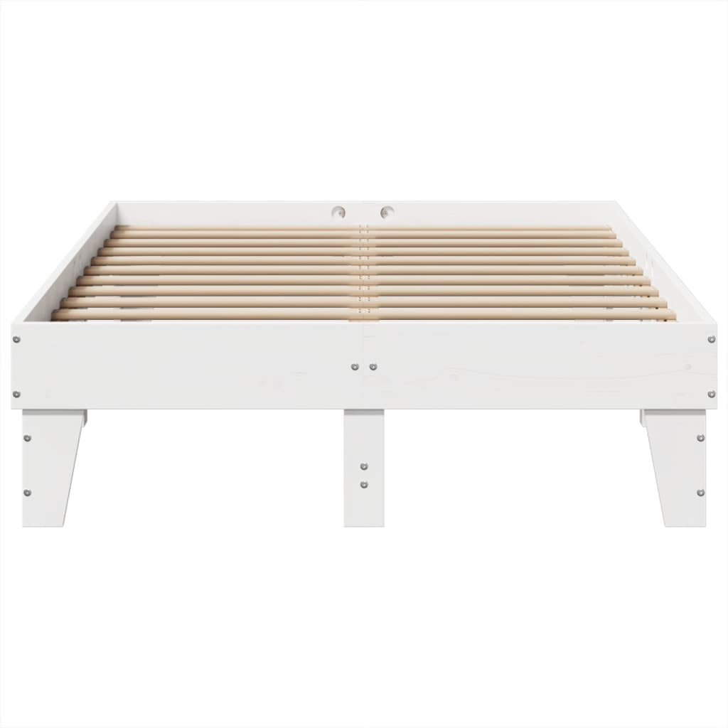 vidaXL Bed Frame without Mattress White 135x190 cm Double Solid Wood Pine