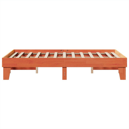 vidaXL Bed Frame without Mattress Wax Brown 135x190 cm Double Solid Wood Pine