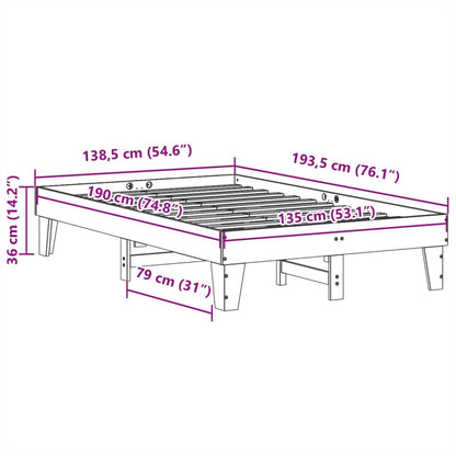 vidaXL Bed Frame without Mattress Wax Brown 135x190 cm Double Solid Wood Pine