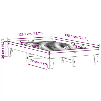 vidaXL Bed Frame without Mattress White 120x190 cm Small Double Solid Wood Pine