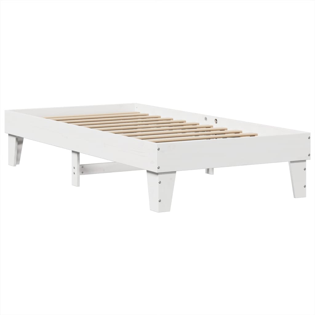 vidaXL Bed Frame without Mattress White 75x190 cm Small Single Solid Wood Pine