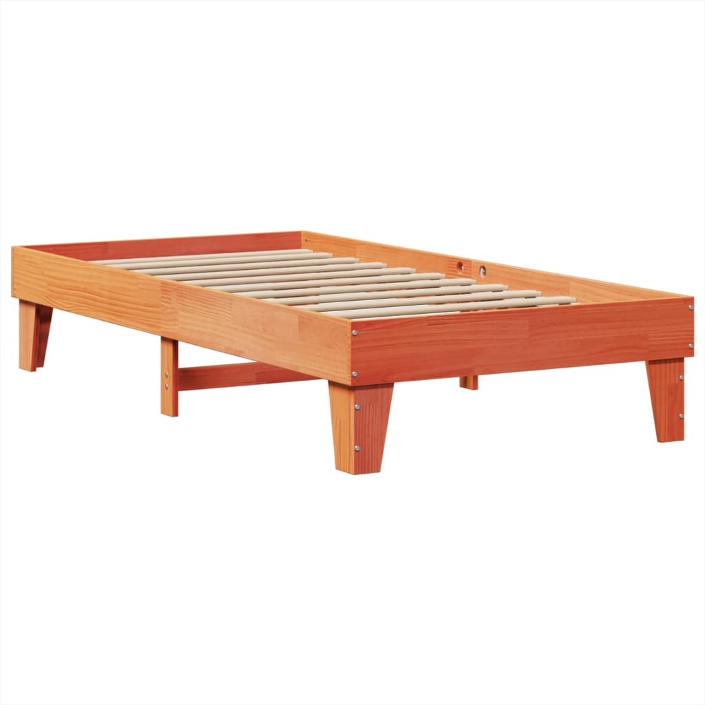 vidaXL Bed Frame without Mattress Wax Brown 75x190 cm Small Single Solid Wood Pine