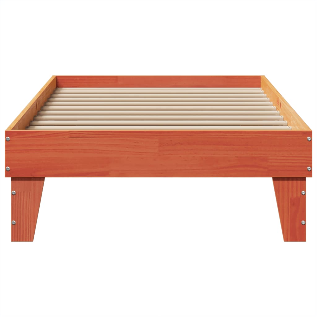 vidaXL Bed Frame without Mattress Wax Brown 75x190 cm Small Single Solid Wood Pine