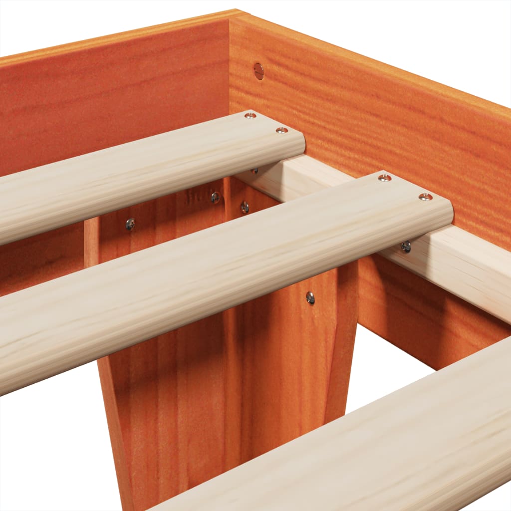 vidaXL Bed Frame without Mattress Wax Brown 75x190 cm Small Single Solid Wood Pine