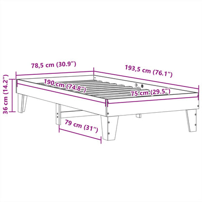 vidaXL Bed Frame without Mattress Wax Brown 75x190 cm Small Single Solid Wood Pine