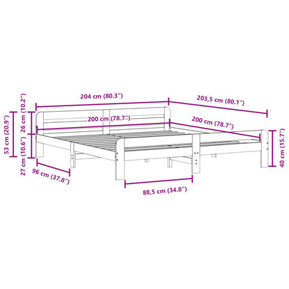 vidaXL Bed Frame without Mattress 200x200 cm Solid Wood Pine